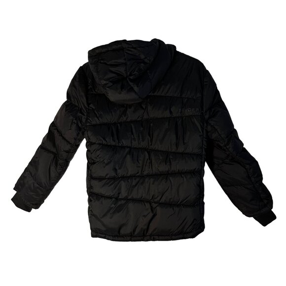 Spyder Boys' Quilted Puffer Hooded Jacket Black Size Large Outdoor Cold Weather - Picture 3 of 12